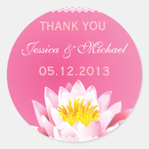 Chic Pink Radial Lotus Thank You Sticker