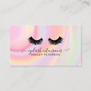 Chic pink rainbow unicorn marble eyelashes business card