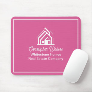 Chic Pink Real Estate Company Personalised Realtor Mouse Mat