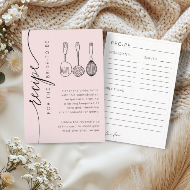 Chic Pink Recipe Keepsake Bridal Shower Enclosure Card (Creator Uploaded)