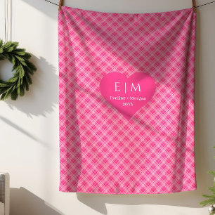Chic Pink Red Hearts Personalized Valentine Gift Sherpa Blanket