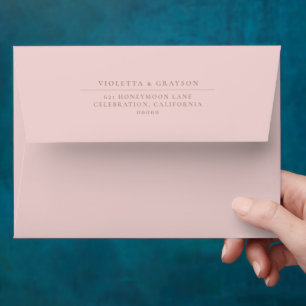 Chic Pink Return Address on Flap Wedding Envelope