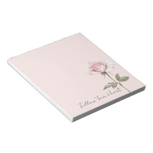 Chic Pink Rose Flower Notepad