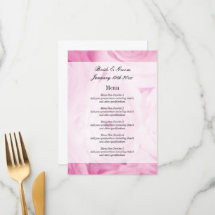 Chic pink rose flower petals wedding menu template