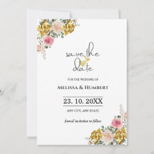 Chic Pink, Rose Gold Eucalyptus Floral Wedding  Save The Date