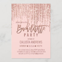 Chic Pink Rose Gold Glitter Fringe Bachelorette