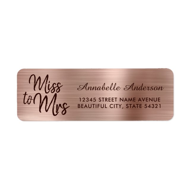 Chic Pink Rose Gold Metal Foil Sparkle Miss to Mrs (Front)