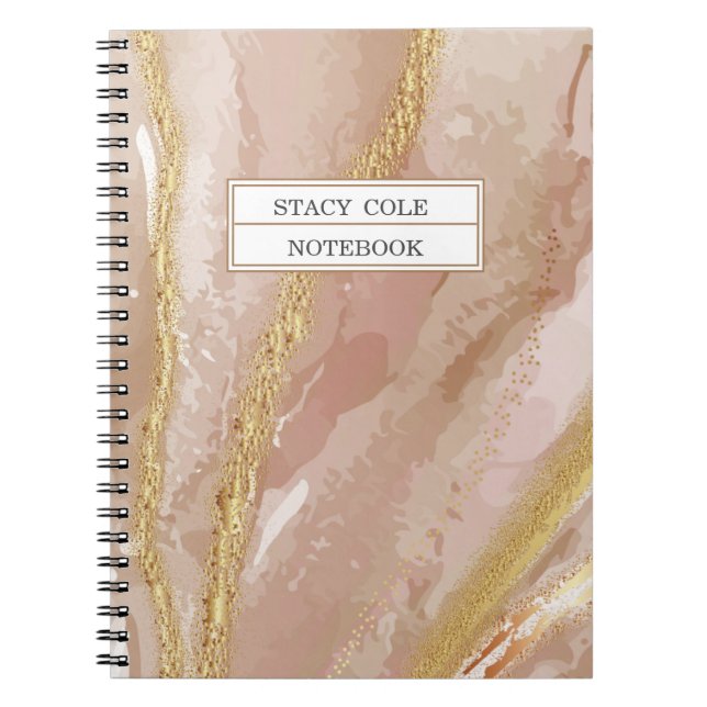 Chic Pink Rose Gold Name Personalised  Notebook (Front)