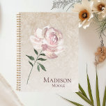 Chic Pink Rose Name Personalised  Planner<br><div class="desc">Chic Pink Rose Name Personalised  Day Planner.  Look at this pretty single blooming rose illustration on a modern minimalist beige background.  Your name and choice of fonts can be easily inserted by using Zazzle's design tool.</div>