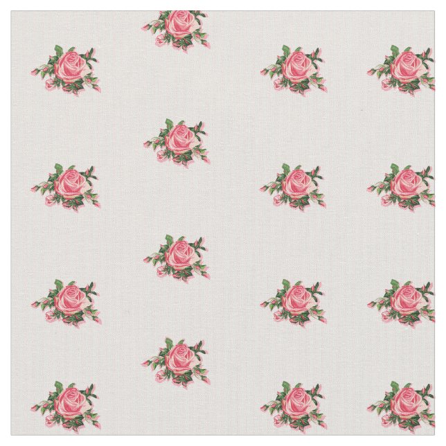 Chic Pink Roses and Stripes Fabric (Close Up)