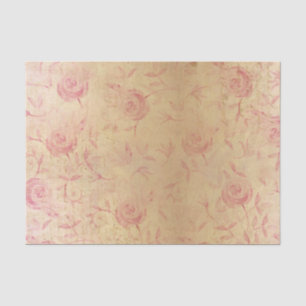 Chic Pink Roses Floral Gold Shimmer Tissue Paper