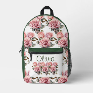 Chic Pink Roses Printed Backpack