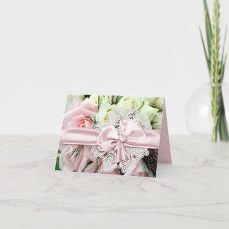 Chic Pink Roses Wedding Note Card