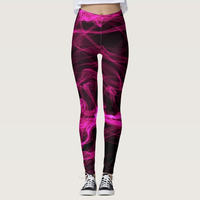 Chic Pink Shock Wave Leggings (Front)