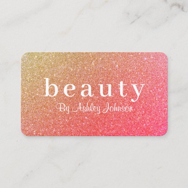 Chic Pink Sparkle Beauty Salon Loyalty Business Card (Front)