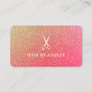 Chic Pink Sparkle Hair Beauty Salon Loyalty Business Card