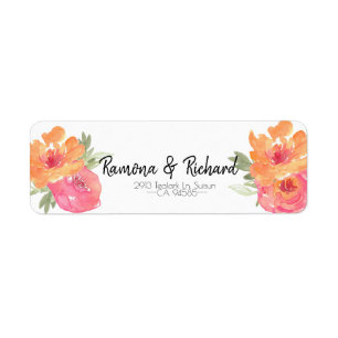 Chic Pink Spring Flower Wedding Return Label