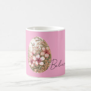 Chic Pink Spring Flowers Easter Egg Coffee Mug