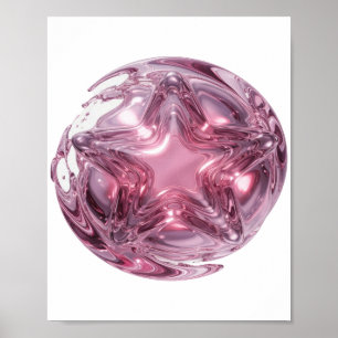 Chic Pink STAR BALL Statement Design Poster