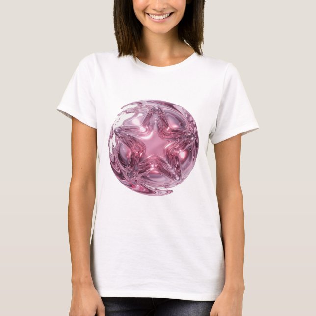 Chic Pink STAR BALL Statement Design T-Shirt (Front)