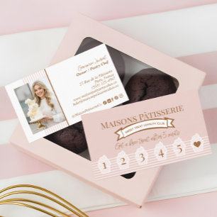 Chic Pink Stripe Baking Pastry Chef Cupcake Bakery Loyalty Card