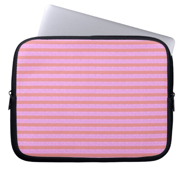 Chic Pink Stripes Geometric Electronics Bag (Front)