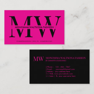 Chic pink typography monogram lettering name business card