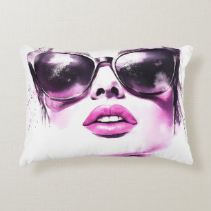 Chic Pink Watercolor Fashion Woman Sunglasses Decorative Cushion
