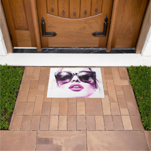 Chic Pink Watercolor Fashion Woman Sunglasses Doormat