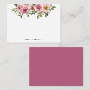 Chic Pink Watercolor Floral Small Card
