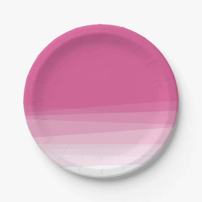 Chic Pink Watercolor Ombre Paper Plate (Front)