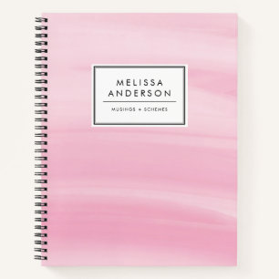 Chic Pink Watercolor Wash Modern Notebook