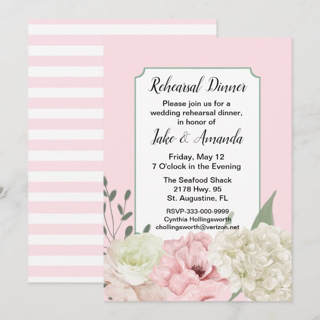 Chic Pink Wedding Rehearsal Dinner Invitation (Front/Back)
