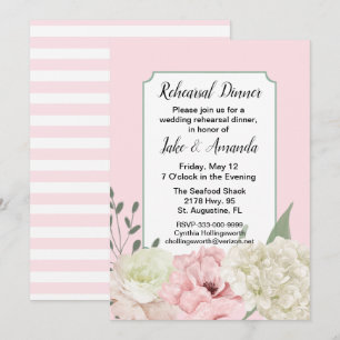 Chic Pink Wedding Rehearsal Dinner Invitation