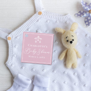 Chic Pink White Baby Shower Toy Mobile Favour Tags