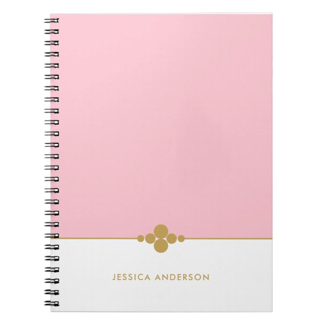 Chic Pink White Gold Personalised Notebook (Front)