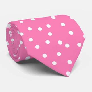 Chic Pink White Polka Dots Groom Gift Tie