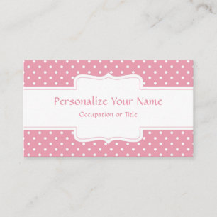 Chic Pink White Polka Dots Retro Business Card
