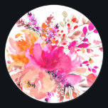 Chic Pink White Watercolor Floral Elegant Wedding Classic Round Sticker<br><div class="desc">Add a touch of timeless elegance to your wedding with this chic pink and white watercolor floral sticker. The delicate floral design, paired with soft watercolor brushstrokes, creates a romantic and sophisticated feel. Perfect for sealing invitations, decorating favours, or adding a personalised detail to your big day. This classic round...</div>