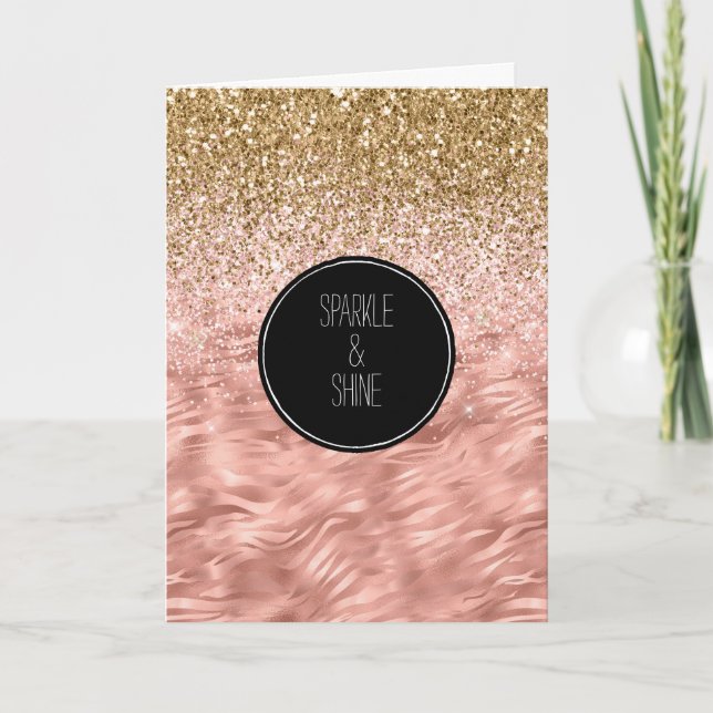Chic Pink Zebra Print Glitz Card (Front)