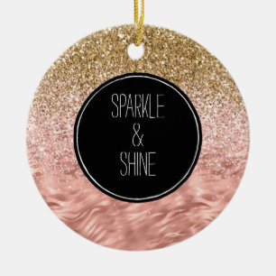 Chic Pink Zebra Print Glitz Ceramic Tree Decoration