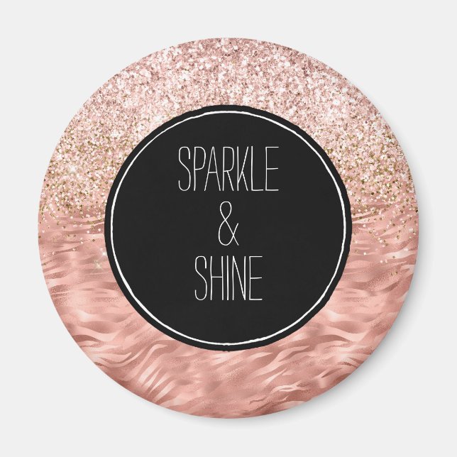 Chic Pink Zebra Print Glitz Magnet (Front)