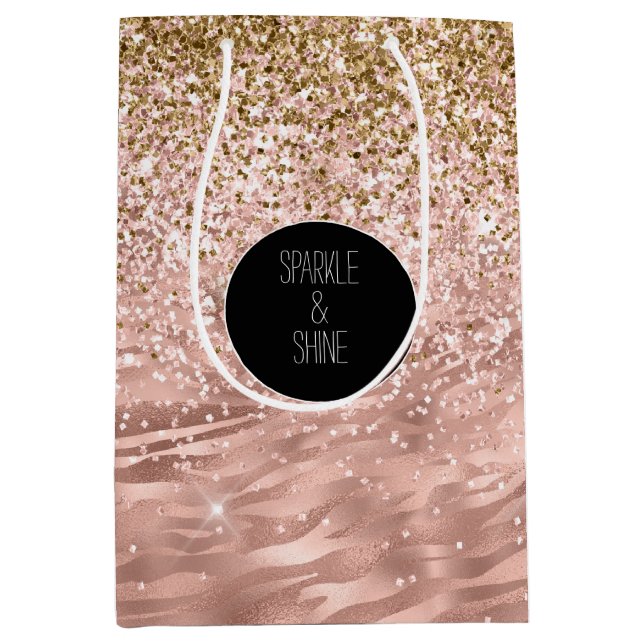 Chic Pink Zebra Print Glitz Medium Gift Bag (Front)