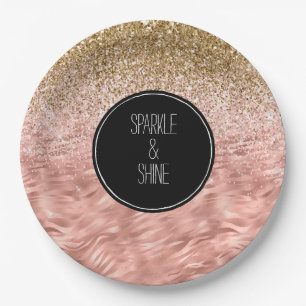 Chic Pink Zebra Print Glitz Paper Plate