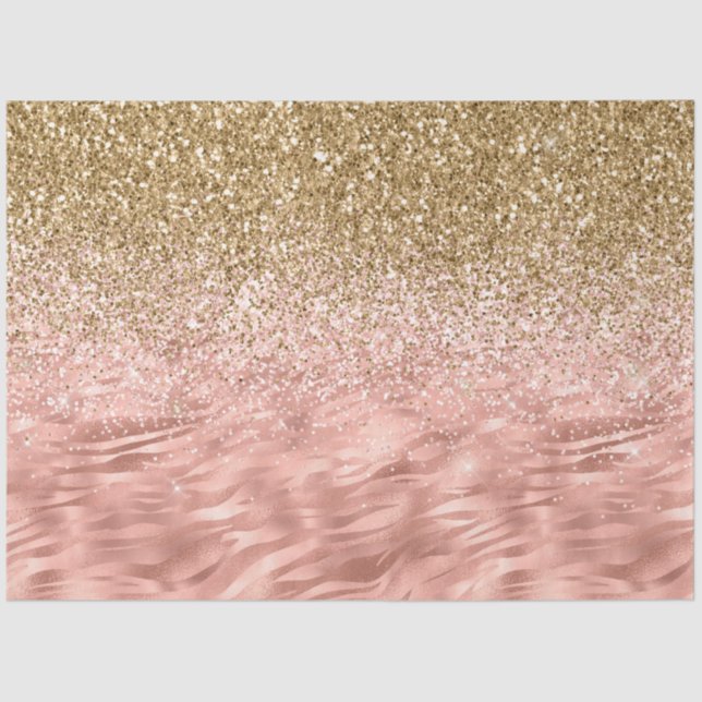 Chic Pink Zebra Print Glitz Tissue Paper (Front)
