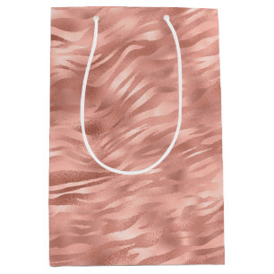 Chic Pink Zebra Stripes Medium Gift Bag