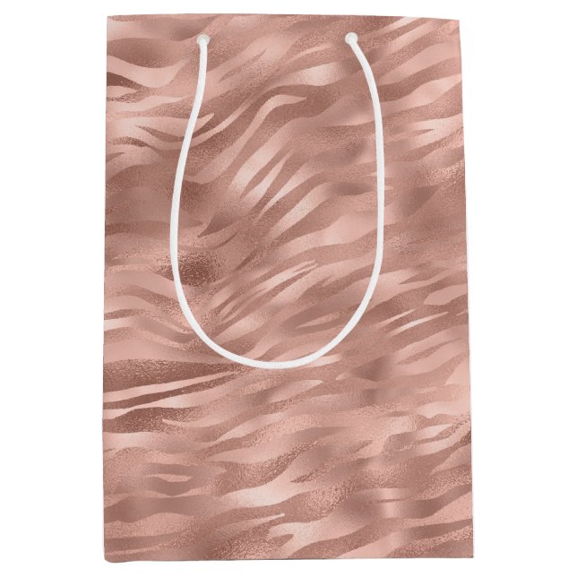 Chic Pink Zebra Stripes Medium Gift Bag (Front)