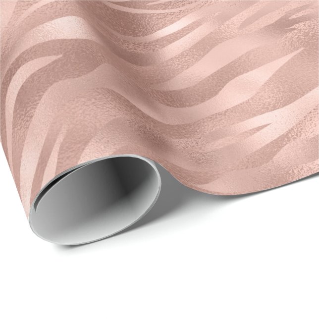 Chic Pink Zebra Stripes Wrapping Paper (Roll Corner)
