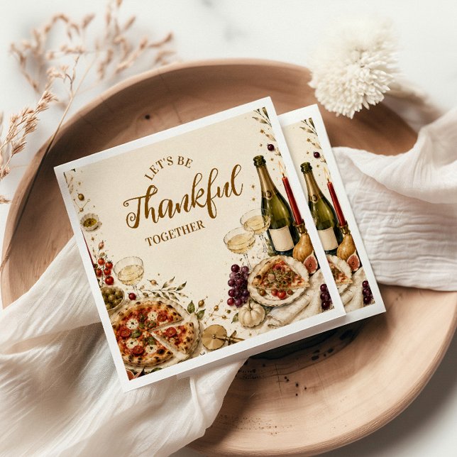 Chic Pizza & Prosecco Friendsgiving Napkin (Creator Uploaded)