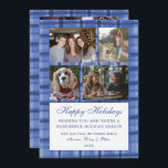 Chic Plaid HANUKKAH Custom 9 Photo Collage Blue Holiday Card<br><div class="desc">Perfect cute card for a fun holiday greeting! Hand made watercolor art for you! FULLY CUSTOMIZABLE! Click on “Personalise” above to edit the text on the front and add your own photos to the front and back. Click "edit using design tool" to adjust the fonts, colours and placements. (check my...</div>